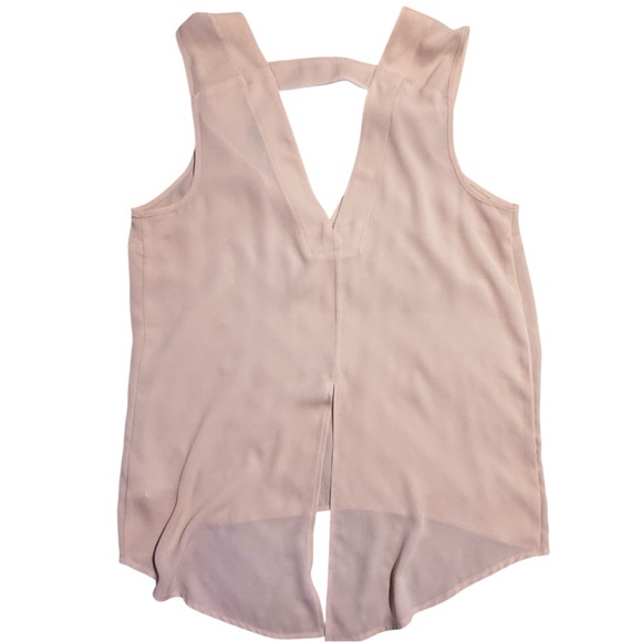Express Tank Top Blouse Women's Blush Pink V-Neck Blouse Sleeveless Flowy - Picture 2 of 4